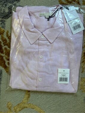 Onia Men's Pale Lilac Linen Button-Down Shirt